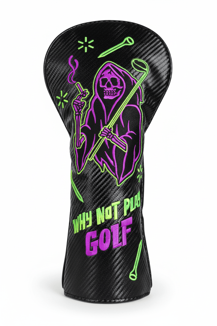 Grim Reaper Golf Headcover - Black/Lime Green/ Purple - Club Rehab