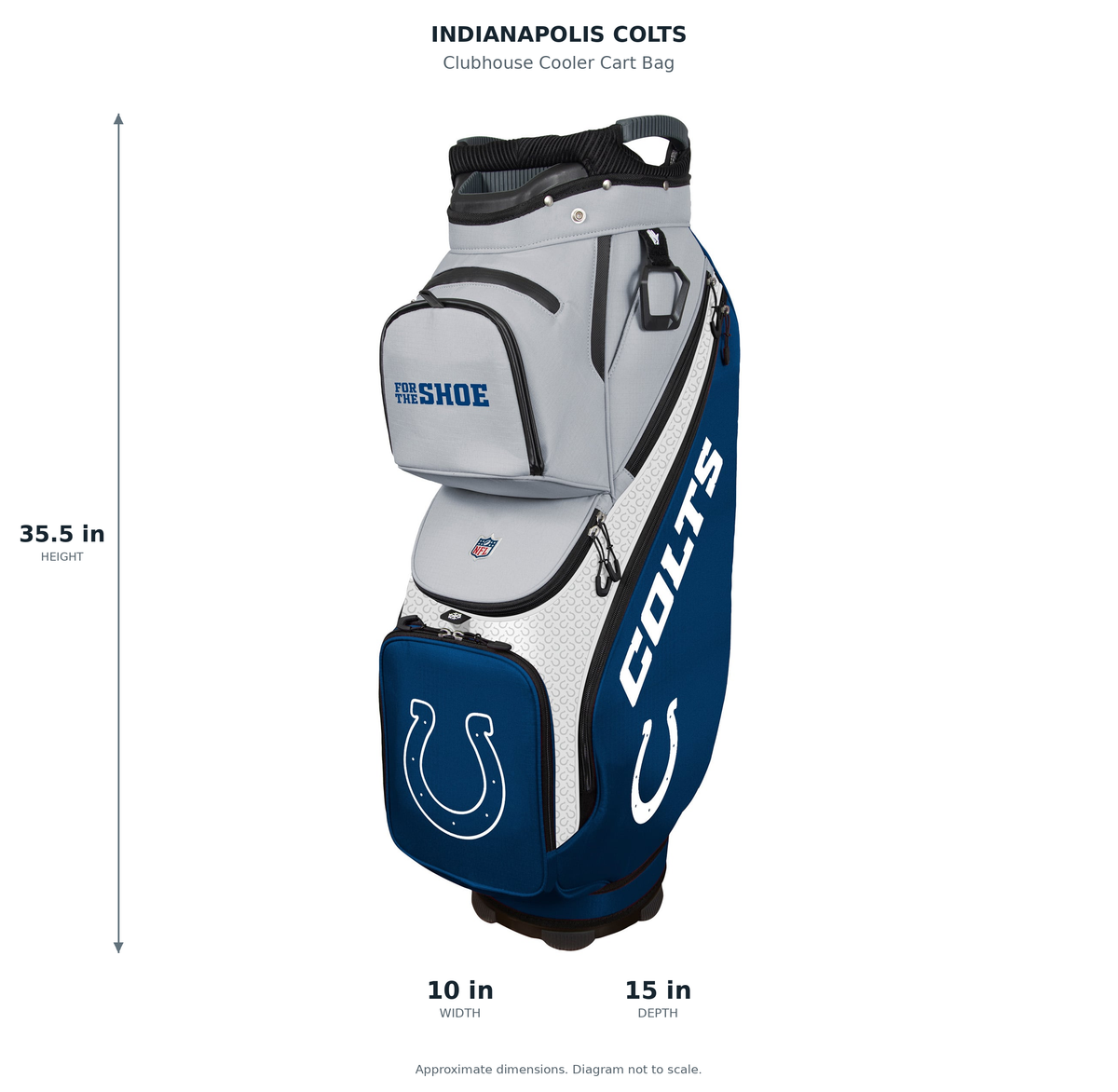 Indianapolis Colts Clubhouse Cooler Cart Bag - approximate dimensions