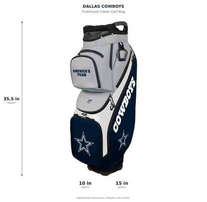 Dallas Cowboys Clubhouse Cooler Cart Bag - approximate dimensions