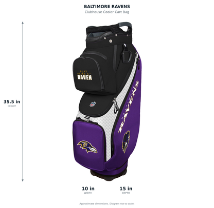 Baltimore Ravens Clubhouse Cooler Cart Bag - approximate dimensions