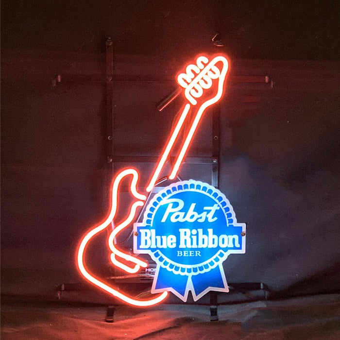 Guitar with Pabst Blue Ribbon Neon Signs - Club Rehab