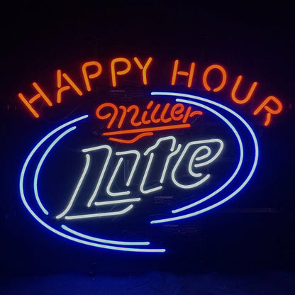 Happy Hours Miller Lite Beer Neon Sign Light - Club Rehab