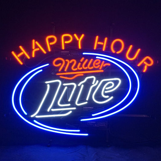 Happy Hours Miller Lite Beer Neon Sign Light - Club Rehab