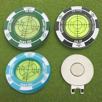 Hat - Trick Golf Level Marker Clip - Club Rehab - Hat ClipLevel - Up Green: For when you want to take your game to the next level, one putt at a time.A set of three golf level markers in Level - Up Green, Blackjack Black, and Sky's the Limit Blue. The markers feature a circular design with slope indicators and come with a silver hat clip for easy attachment.