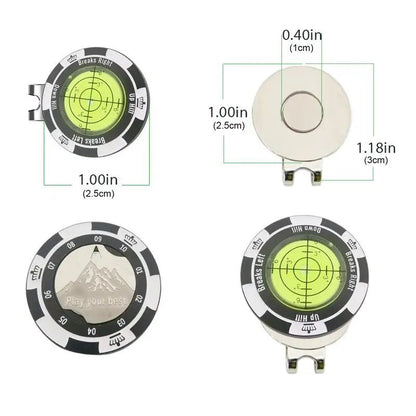 Hat - Trick Golf Level Marker Clip - Club Rehab - Hat ClipSky’s the Limit Blue: For those who aim high with every swing.Detailed dimensions of the golf level marker in Blackjack Black, showing measurements for precision.