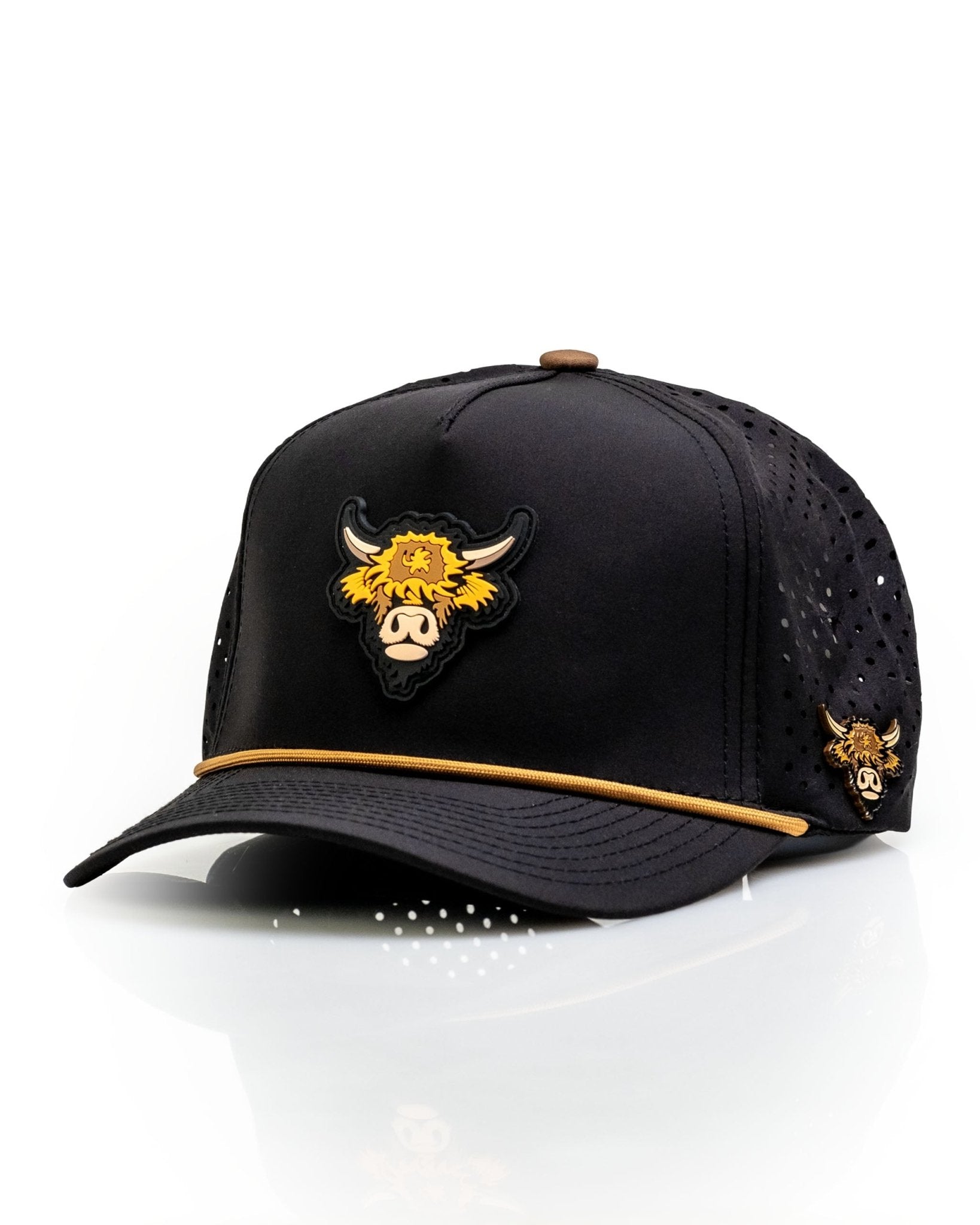 Highland Cow Black - Perforated Rope Hat - Club Rehab