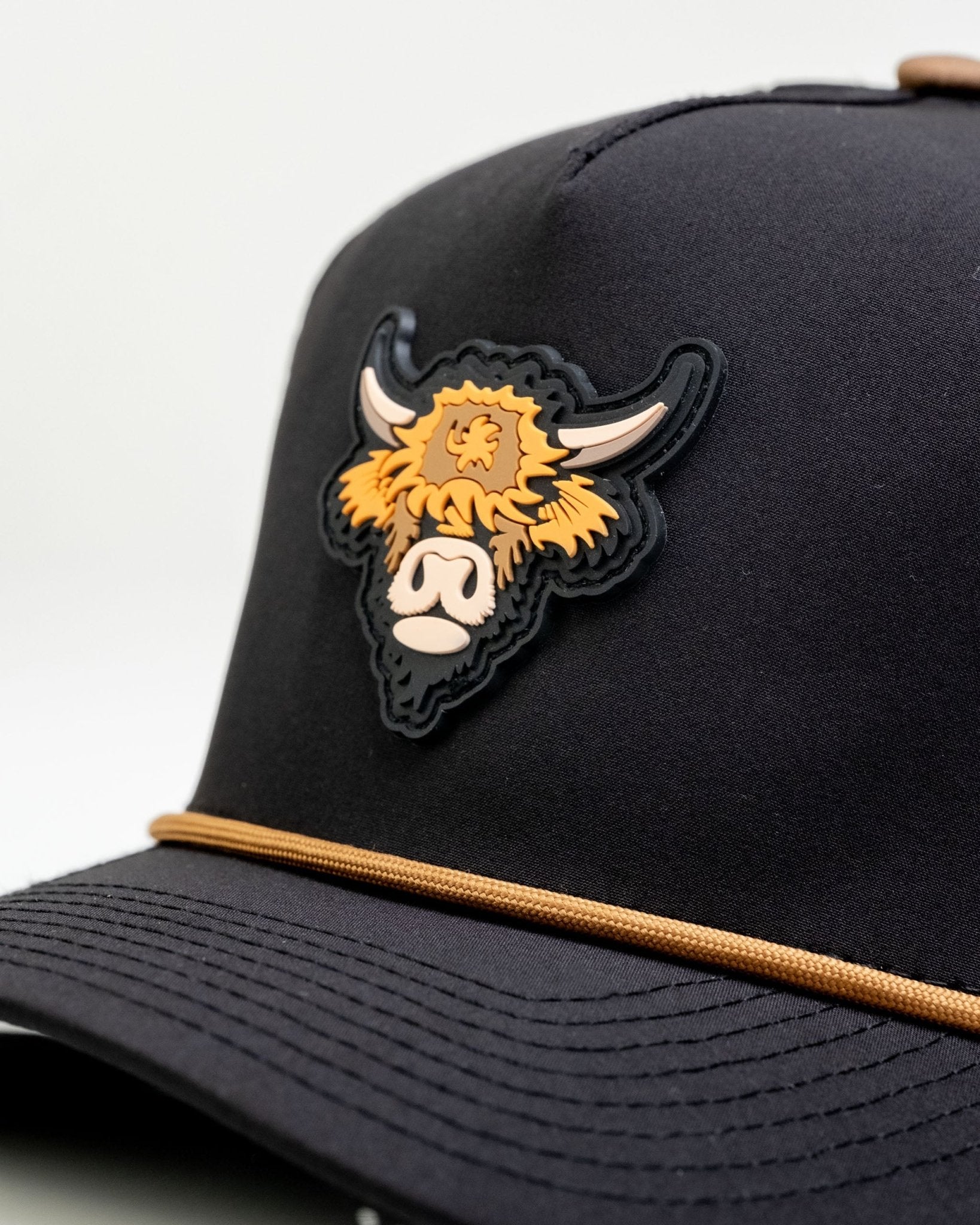 Highland Cow Black - Perforated Rope Hat - Club Rehab