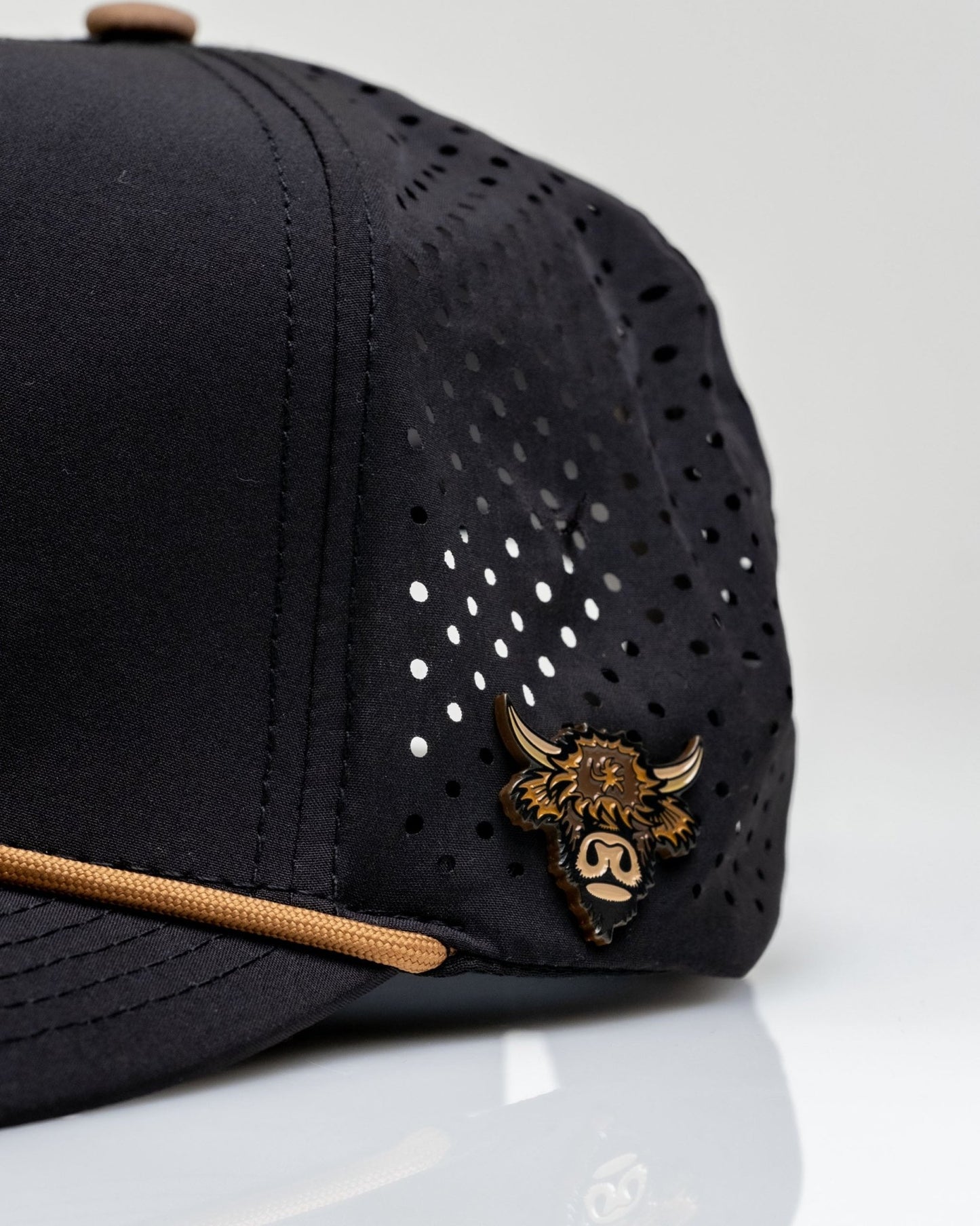 Highland Cow Black - Perforated Rope Hat - Club Rehab