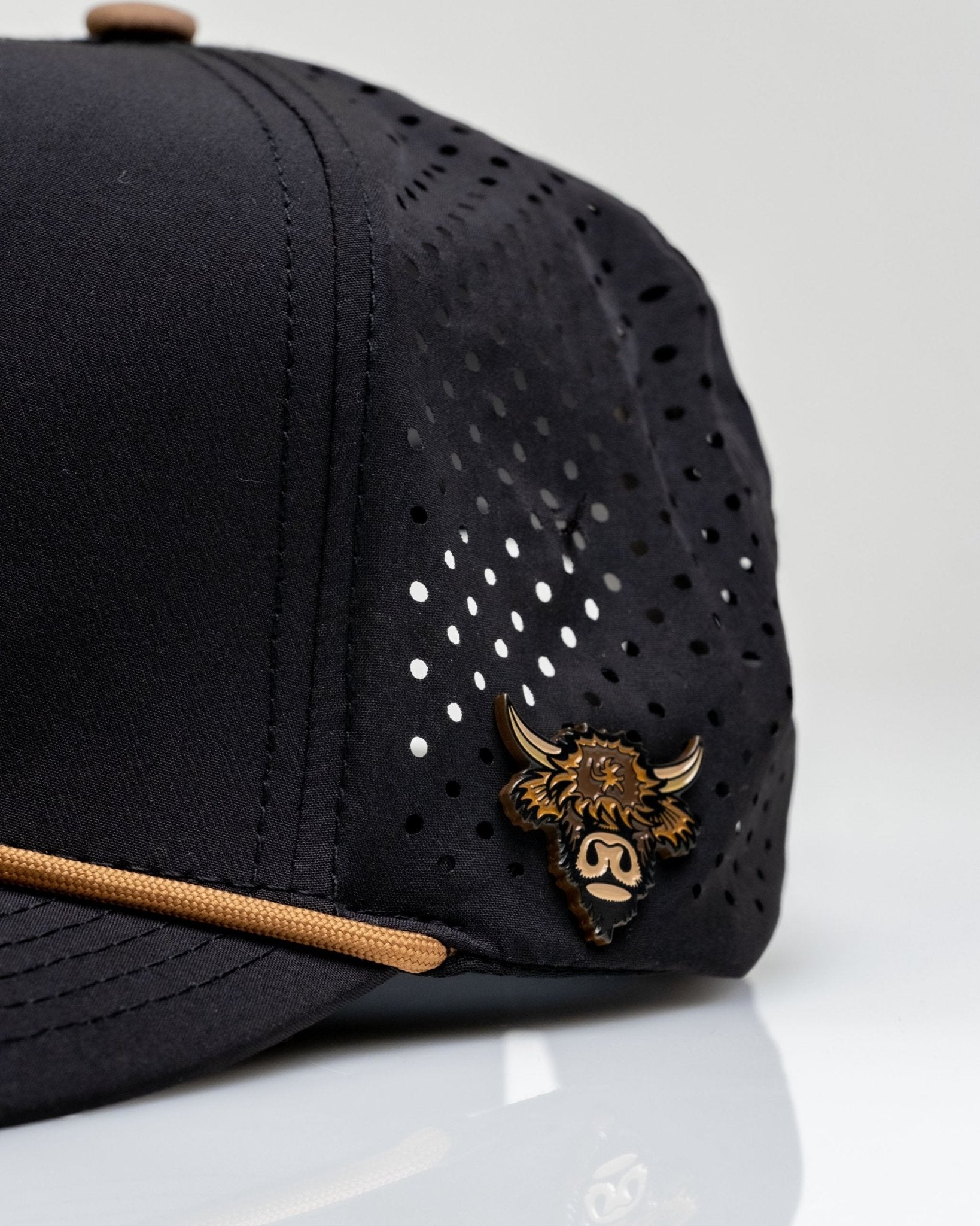 Highland Cow Black - Perforated Rope Hat - Club Rehab