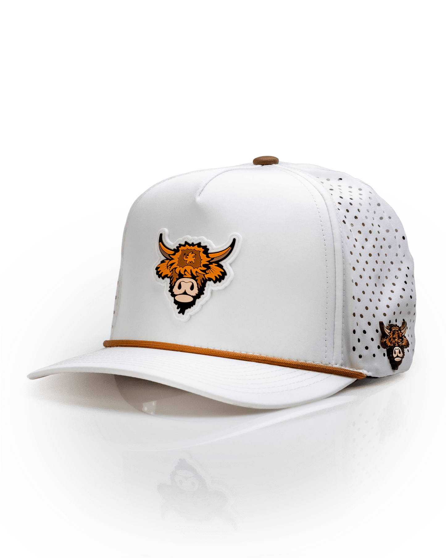 Highland Cow White - Perforated Rope Hat - Club Rehab