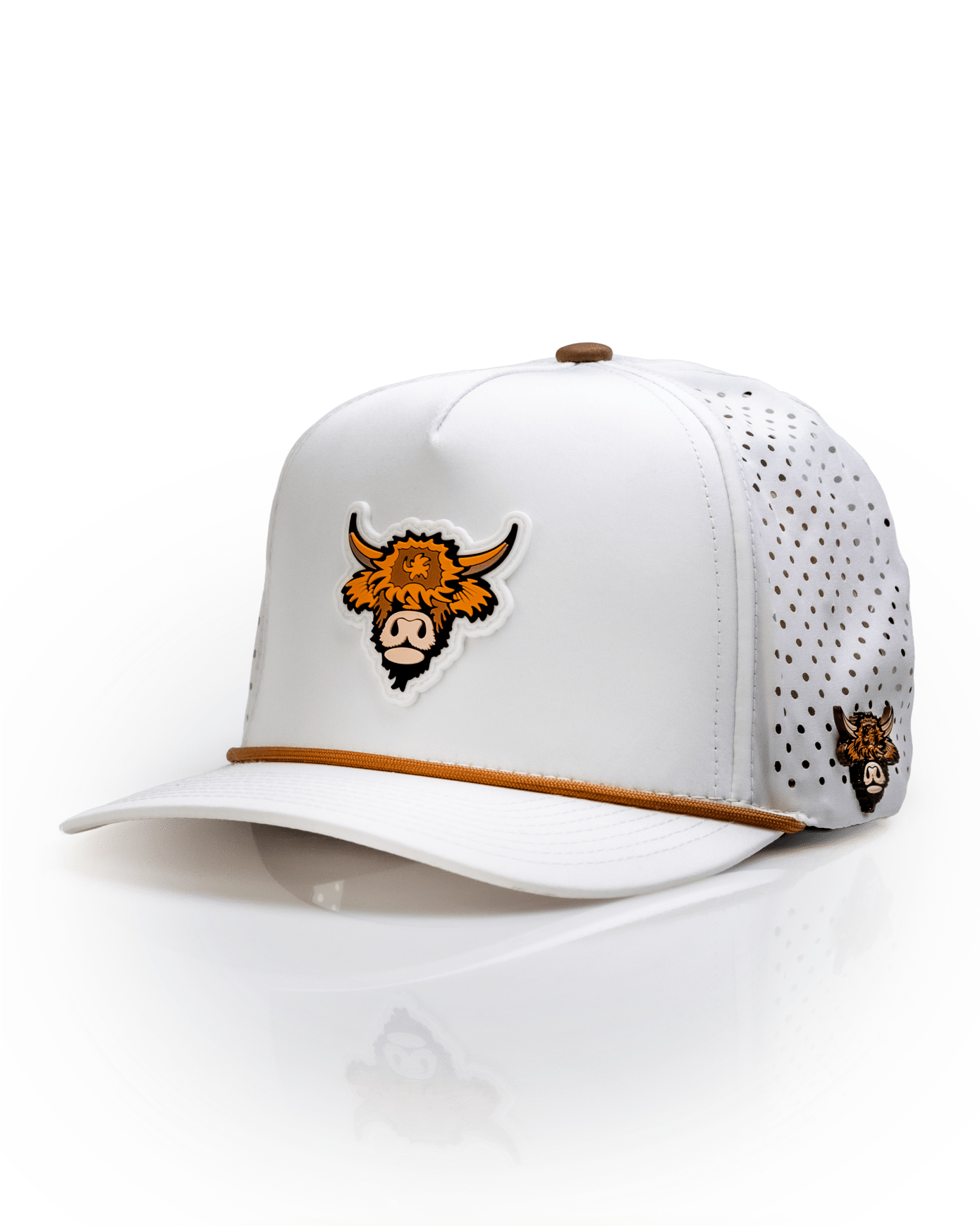 Highland Cow White - Perforated Rope Hat - Club Rehab