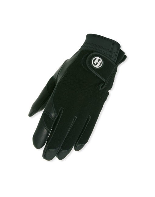 Close-up of HJ Winter Golf Gloves showing windproof ThermoTex fleece backing & reinforced thermal wrist cuffs for cold protection.