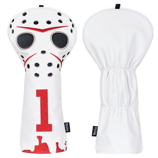 Golf club head cover with number 1 and red accents on a white background