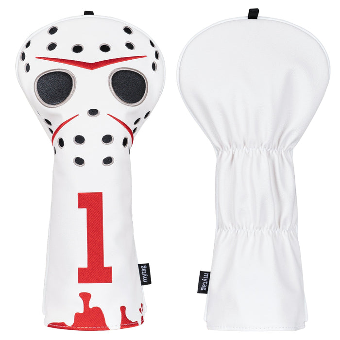 Golf club head cover with number 1 and red accents on a white background