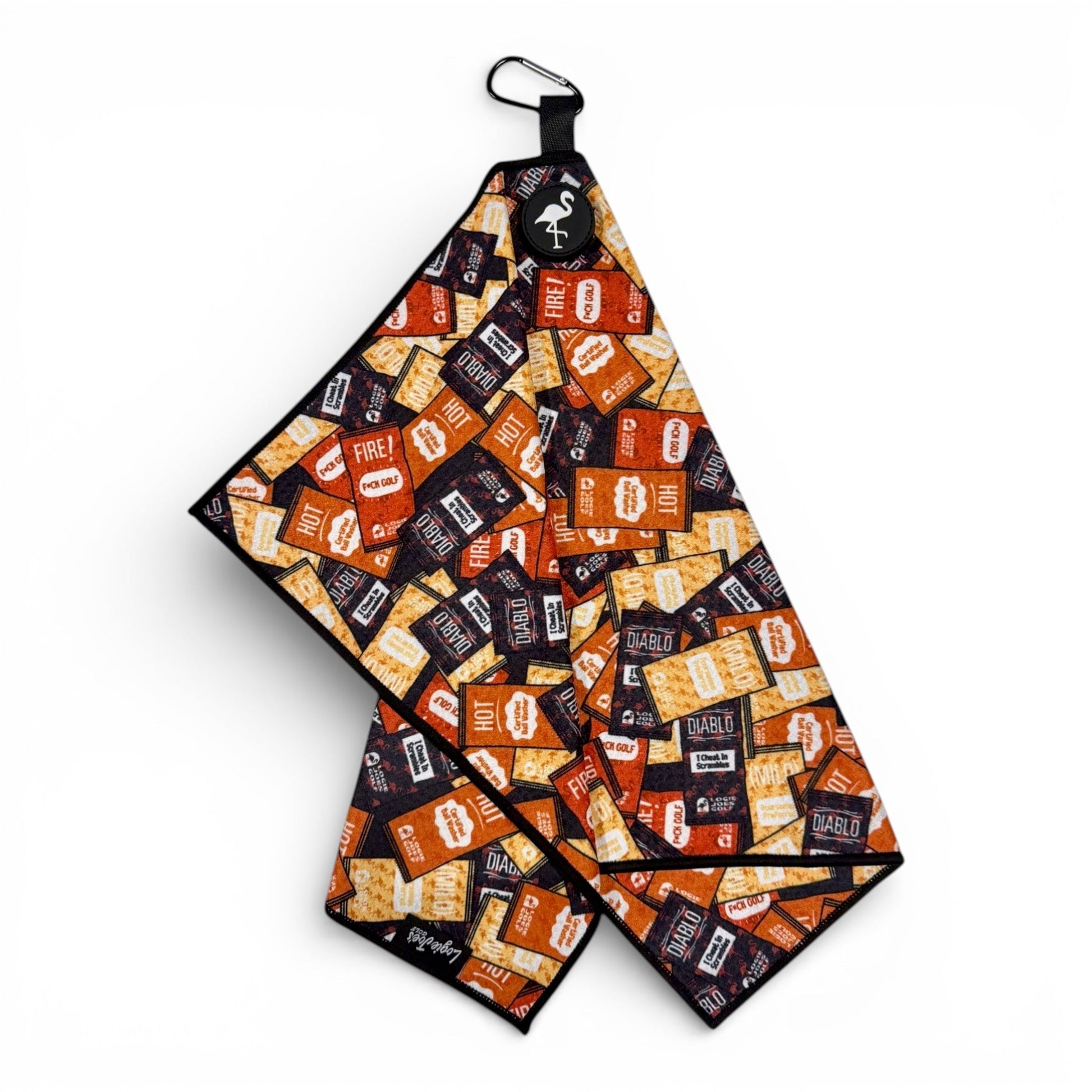 Hot Sauce Golf Towel | Premium Double - Sided Microfiber | Heavy - Duty Magnetic Towel with Carabiner Clip | 24 x 16 in - Club Rehab