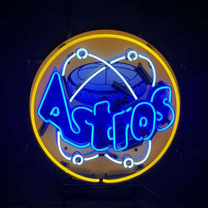 Houston Astros with Logo Neon Light Sign - Club Rehab