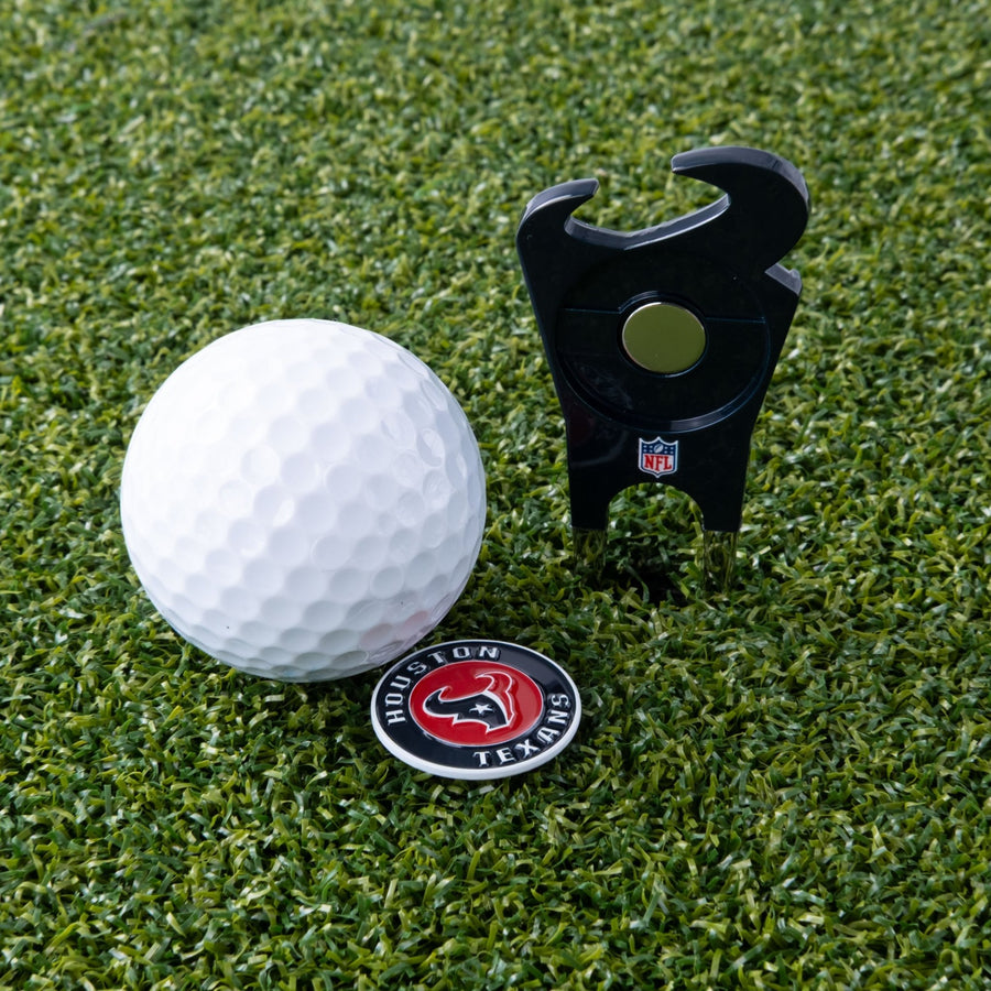 Houston Texans tool and its round marker on the green