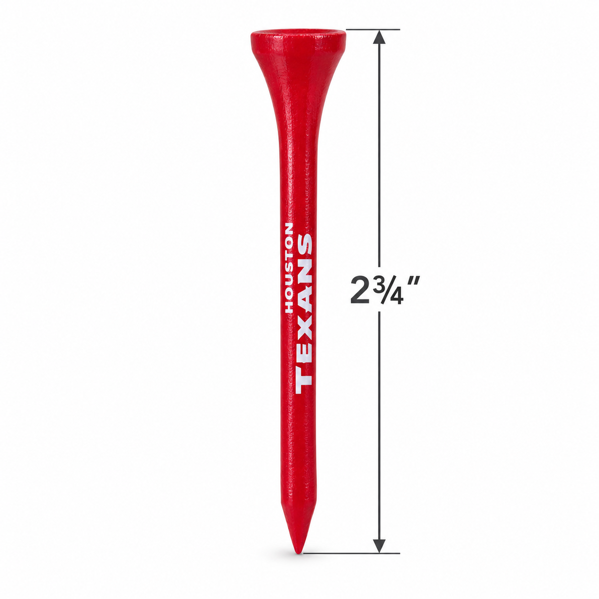 Houston Texans golf tee with a 2¾-inch height measurement.