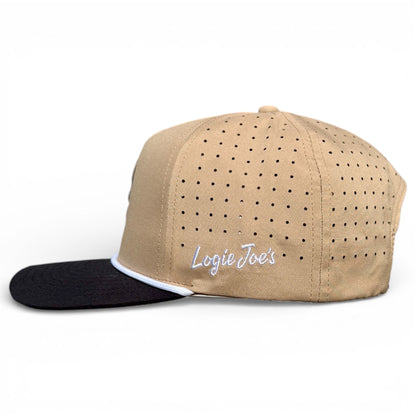 Hunting Birdies Golf Hat | Snapback Cap | Built-in Magnetic Ball Marker Holder + Marker Included | Adjustable Tan & Black - Club Rehab
