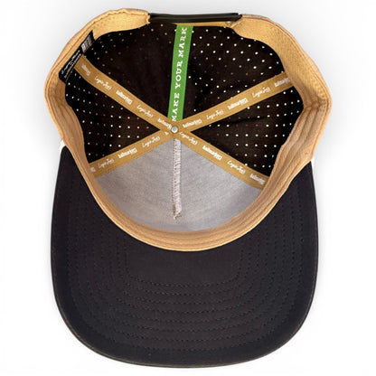 Hunting Birdies Golf Hat | Snapback Cap | Built-in Magnetic Ball Marker Holder + Marker Included | Adjustable Tan & Black - Club Rehab