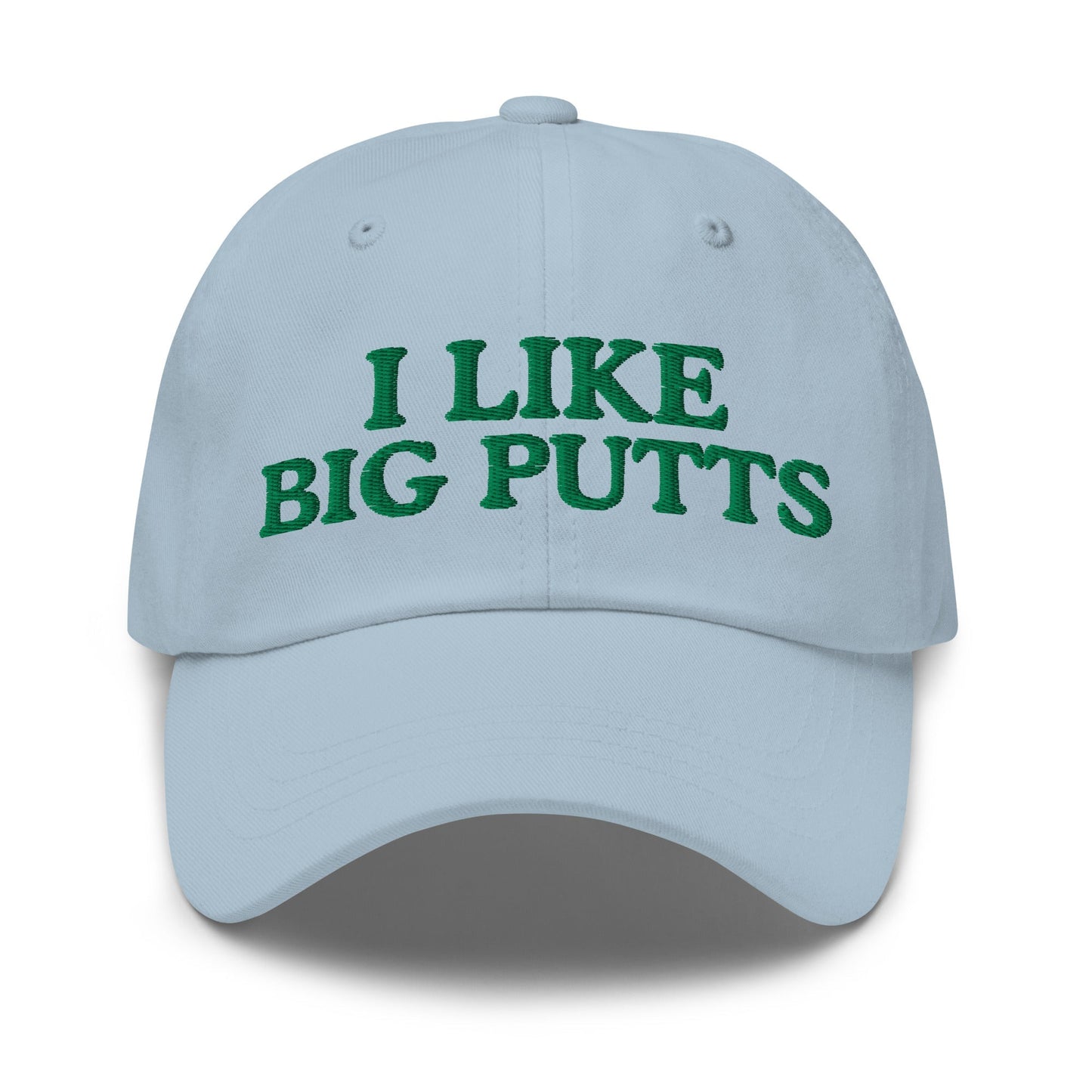 I Like Big Putts Embroidered Golf Hat for Women - Light Blue - Club Rehab