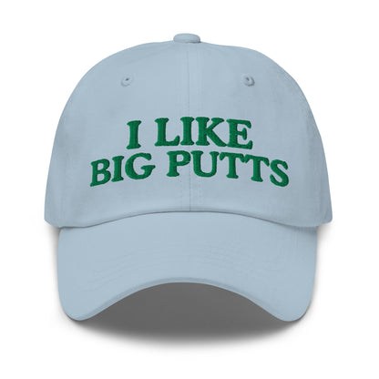 I Like Big Putts Embroidered Golf Hat for Women - Light Blue - Club Rehab