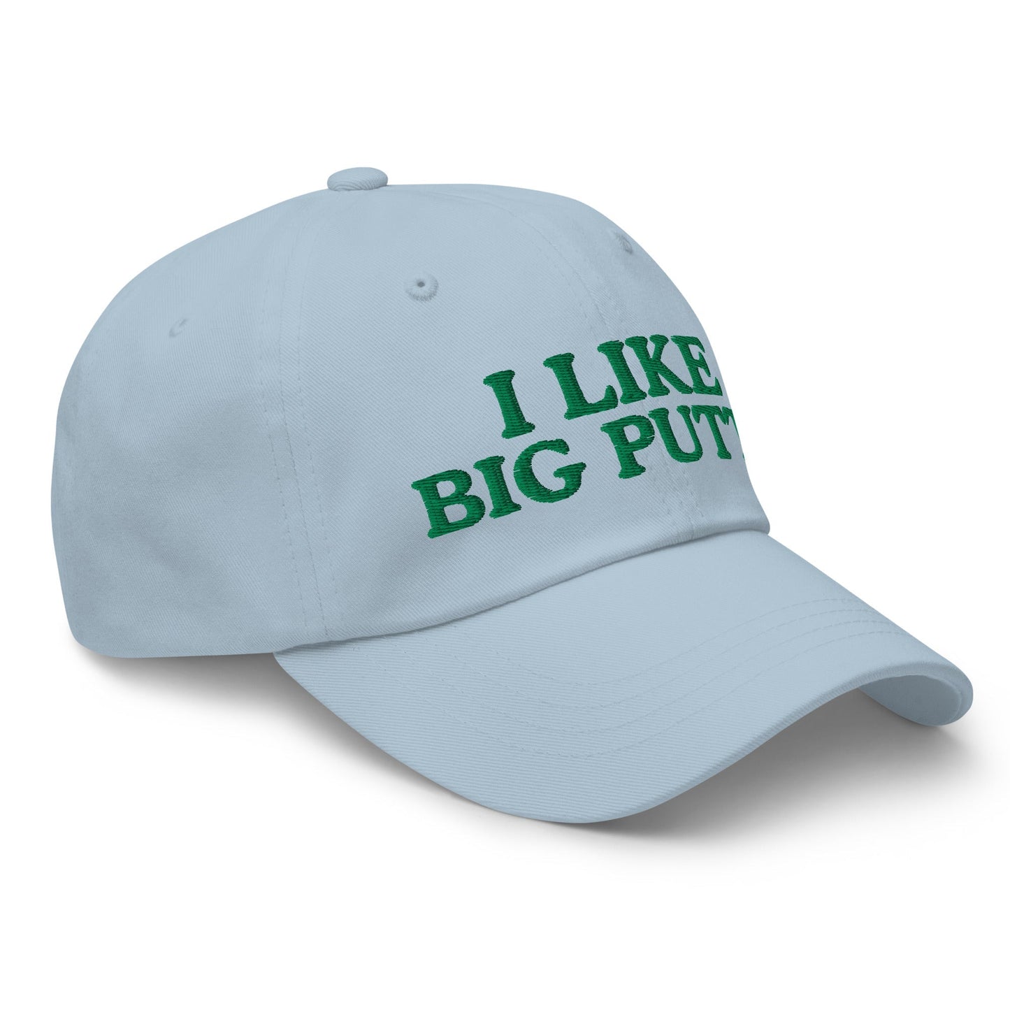 I Like Big Putts Embroidered Golf Hat for Women - Light Blue - Club Rehab