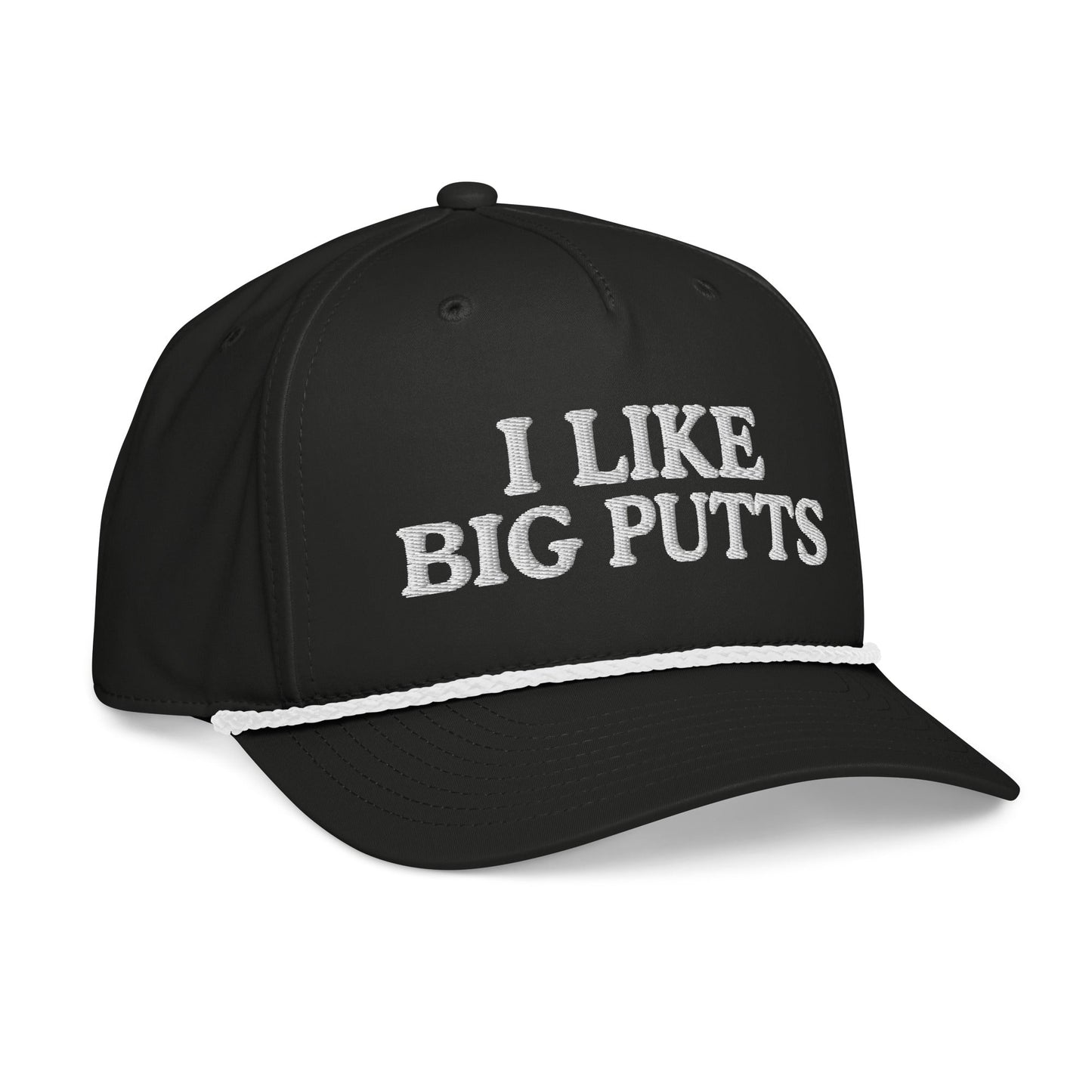 I Like Big Putts Embroidered Golf Rope Hat for Women - Black/White - Club Rehab