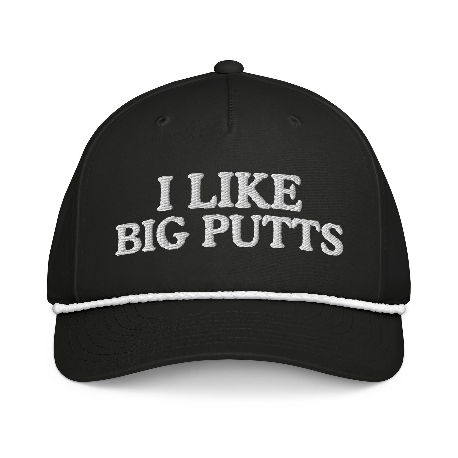 I Like Big Putts Embroidered Golf Rope Hat for Women - Black/White - Club Rehab