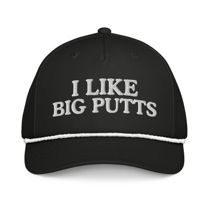 I Like Big Putts Embroidered Golf Rope Hat for Women - Black/White - Club Rehab