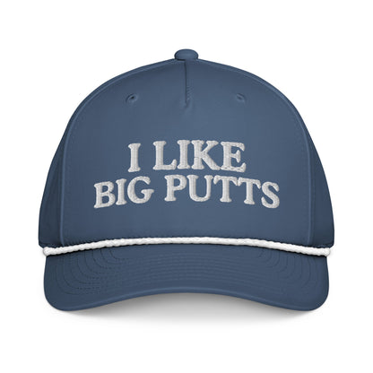 I Like Big Putts Embroidered Golf Rope Hat for Women - Light Blue/White - Club Rehab