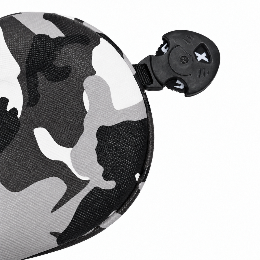 Ice Camo hybrid headcover fabric and rotating X number selector detail