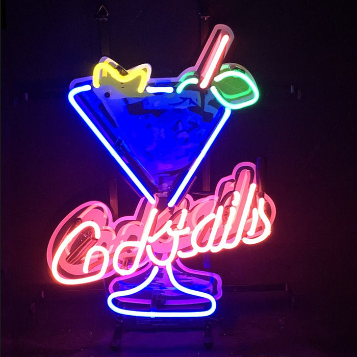 Ice Cocktails with Martini Cup Neon Signs - Club Rehab