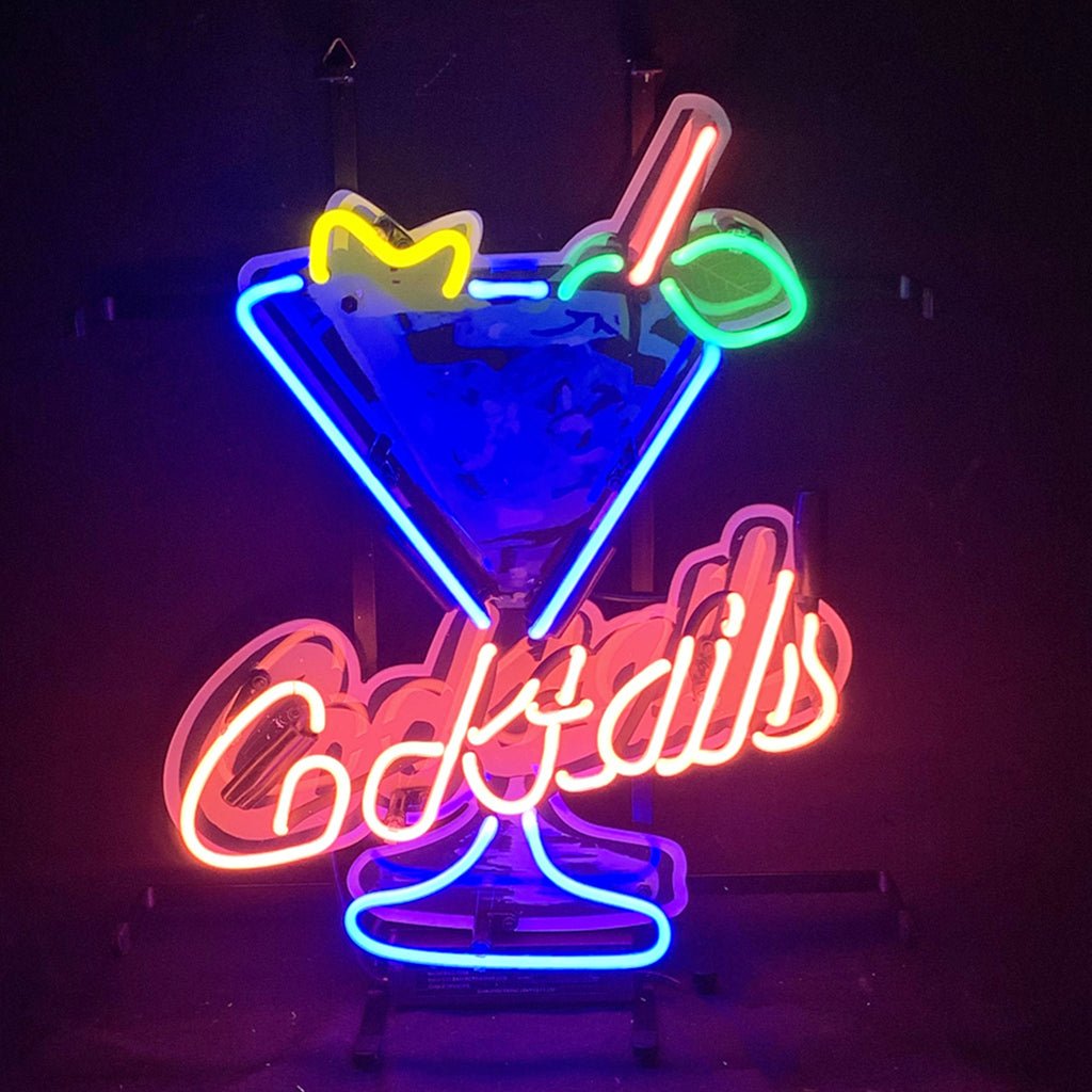 Ice Cocktails with Martini Cup Neon Signs - Club Rehab