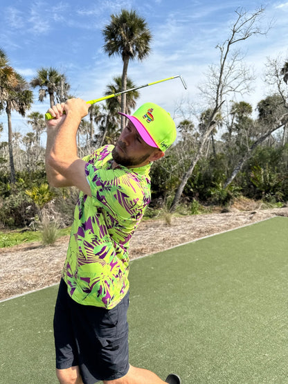 I'd Hit That Piñata Golf Hat | Snapback Cap | Built - in Magnetic Ball Marker Holder + Marker Included | Adjustable | Llama Multicolor - Club Rehab