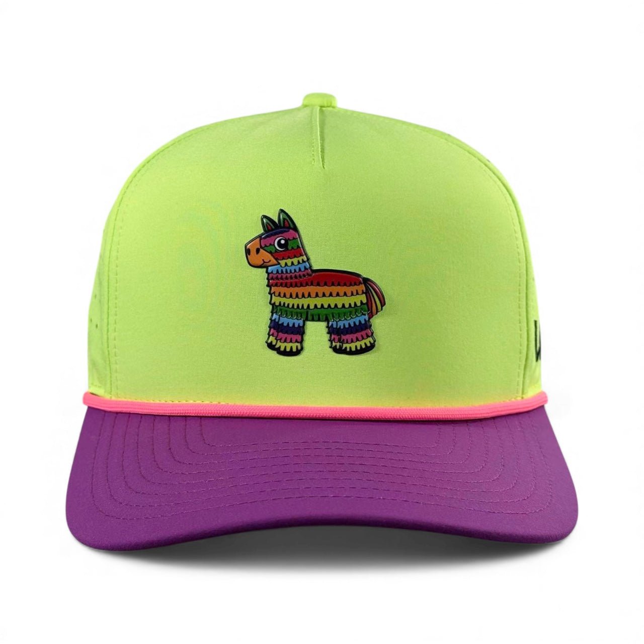 I'd Hit That Piñata Golf Hat | Snapback Cap | Built - in Magnetic Ball Marker Holder + Marker Included | Adjustable | Llama Multicolor - Club Rehab