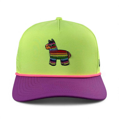 I'd Hit That Piñata Golf Hat | Snapback Cap | Built - in Magnetic Ball Marker Holder + Marker Included | Adjustable | Llama Multicolor - Club Rehab