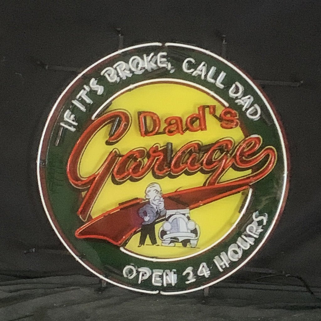 If It's Broken, Call Dad Dad's Garage Open 24 Hours Neon Sign Light - Club Rehab