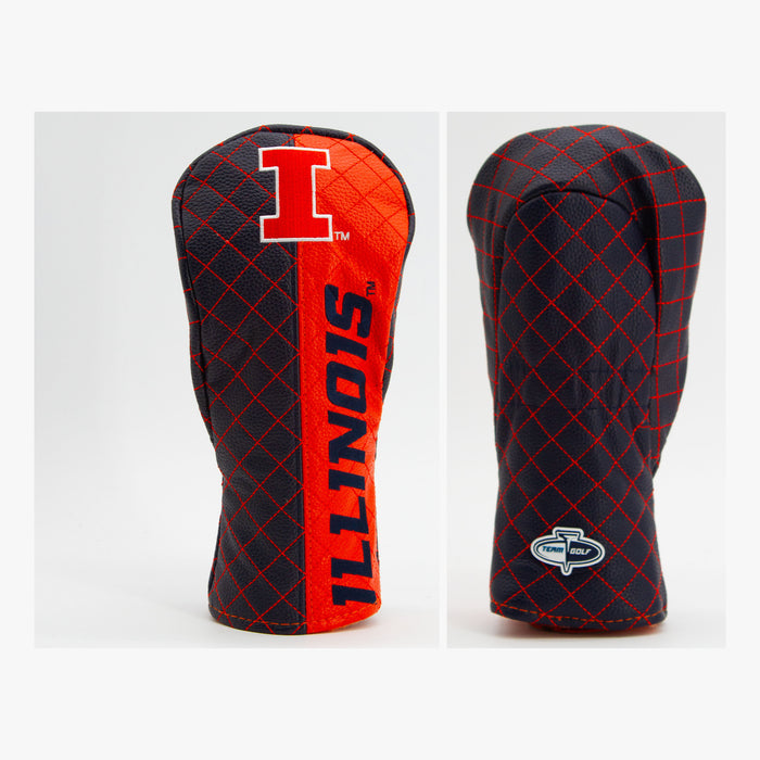 Illinois Fighting Illini Split Quilted Fairway Headcover, front and back views