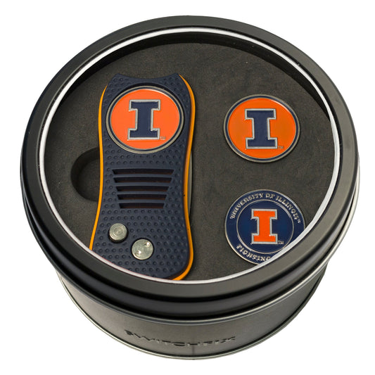 Illinois Fighting Illini Switchblade divot tool and ball marker tin gift set