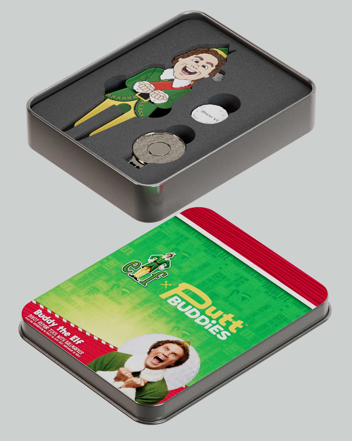 ELF x PuttBuddies - Buddy the Elf divot tool with SnowV1 Ball Marker