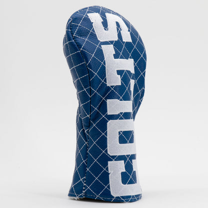 Indianapolis Colts Solid Fairway quilted headcover, angled view