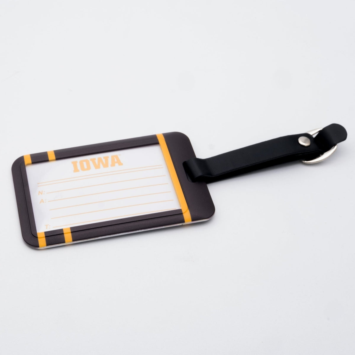 Iowa Hawkeyes plastic golf bag tag by Team Golf, product photo 2