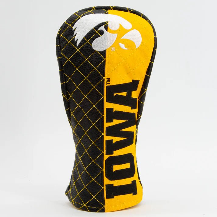 Golf club head cover with Iowa Hawkeyes logo on a white background