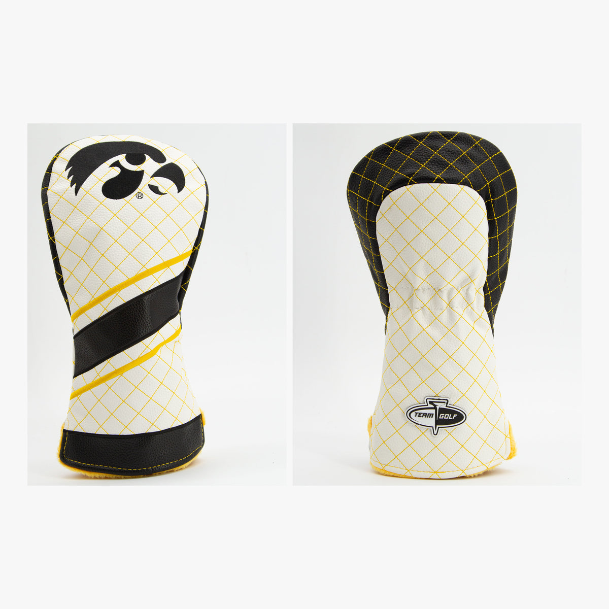 Iowa Hawkeyes Striped Quilted Driver Headcover, front and back views