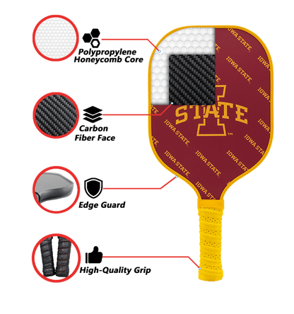 Iowa State Cyclones Pickleball Paddle | Carbon Fiber Face | 12mm Core - Club Rehab