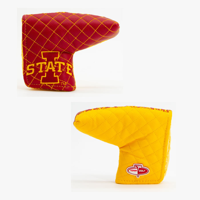 Iowa State Cyclones Split Quilted Blade Putter Cover, offset front and back views