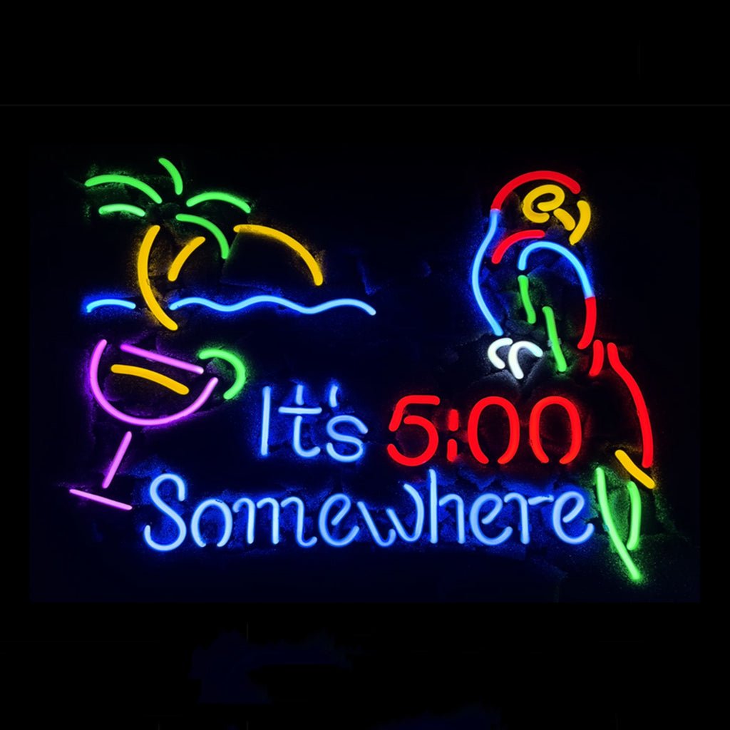 It's 5 o'clock Somewhere Parrot Neon Signs Light - Club Rehab
