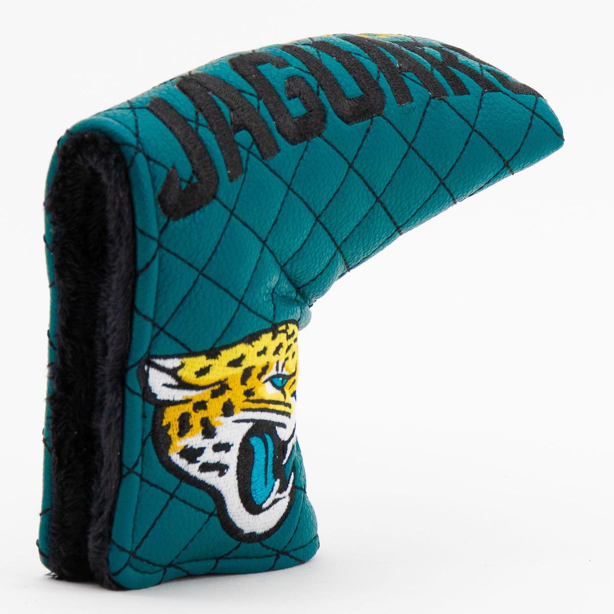 Jacksonville Jaguars Solid Blade Putter quilted headcover, opening detail
