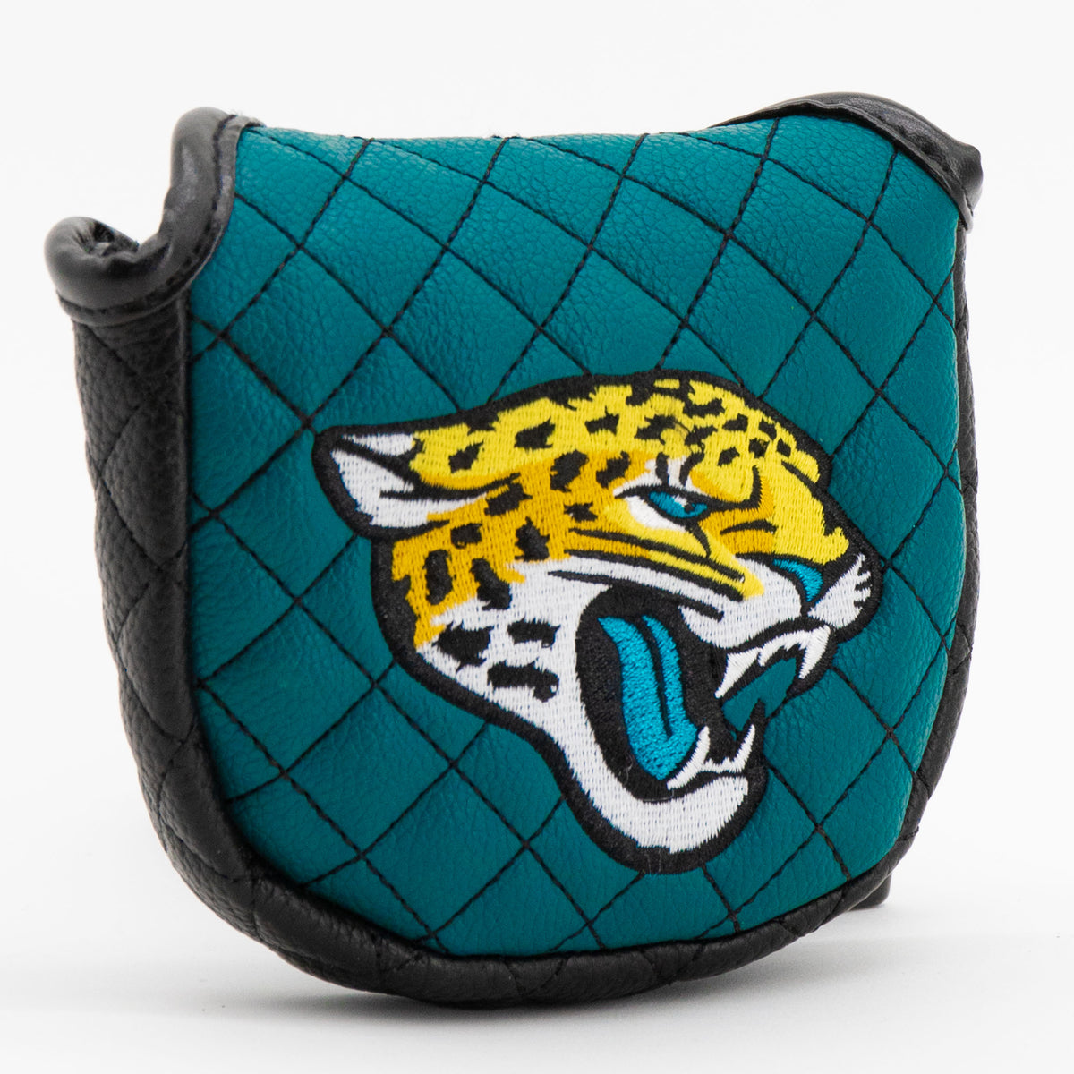 Jacksonville Jaguars Solid Mallet Putter quilted headcover, angled view
